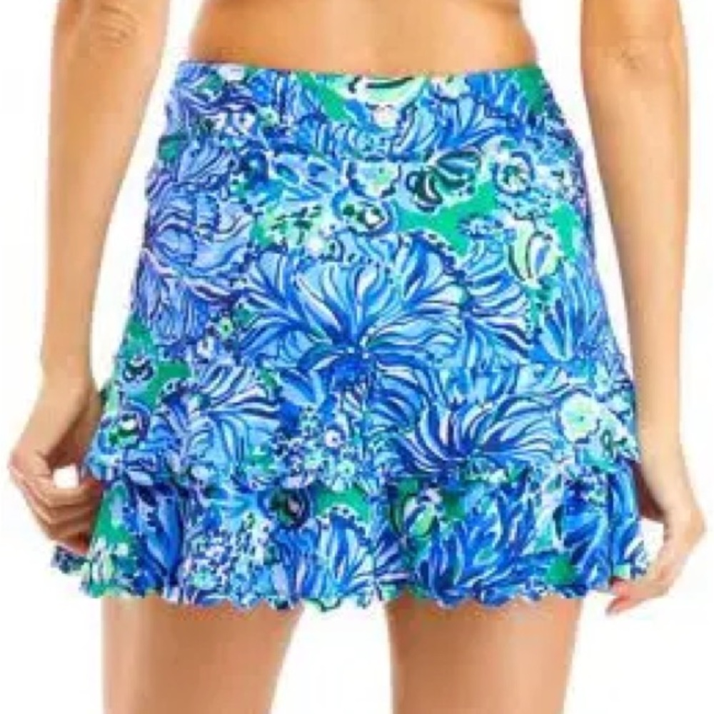 Lilly Pulitzer NWT Luxletic Pernilla skort, floral blue and green Tennis Skirt-S